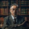 顾云峰，艳母的荒唐赌约叙事学顾问，中年男性，眼镜学者形象，图书馆背景